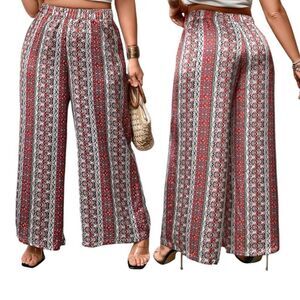 SHEIN VCAY Plus Floral Print Wide Leg Pants Sz 1XL